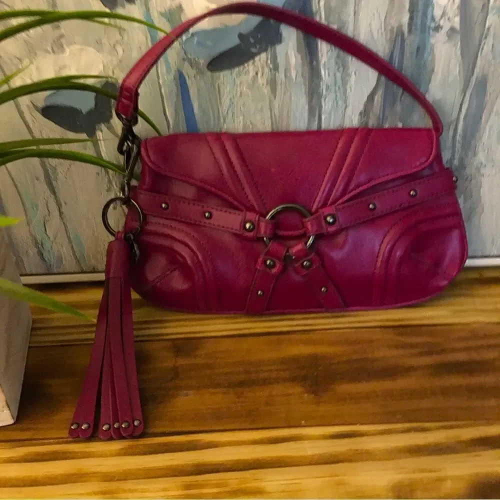 BOTKIER‎ GORGEOUS STUDDED GUN METAL PLUM PURPLE CLUTCH BAG